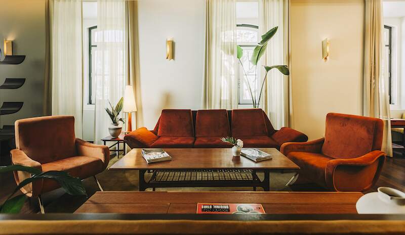 vintage hotel lounge