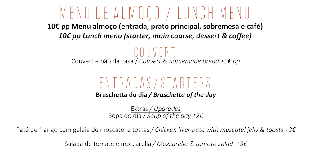bilingual menu