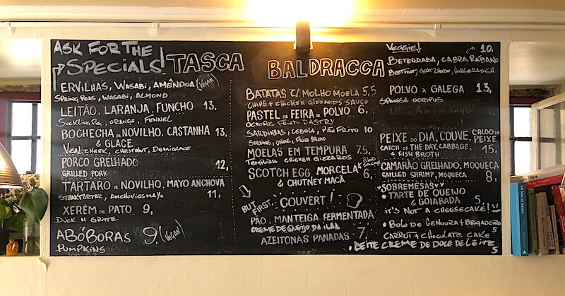 Tasca Baldracca menu